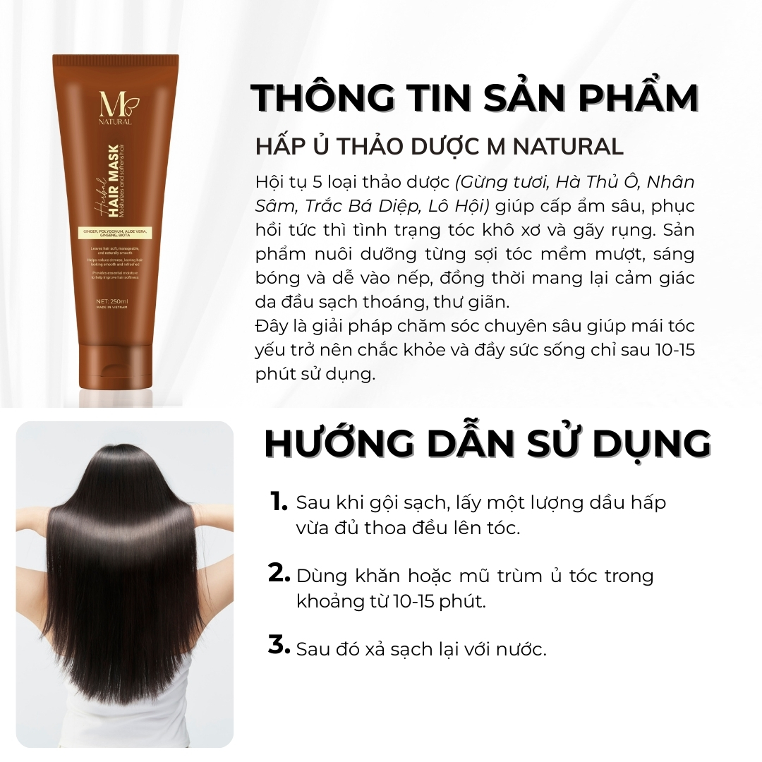 🌿 Hấp Ủ Thảo Dược M Natural – Phục Hồi Chuyên Sâu, Cho Tóc Mềm Mượt & Chắc Khỏe 🌿 - Ảnh 3