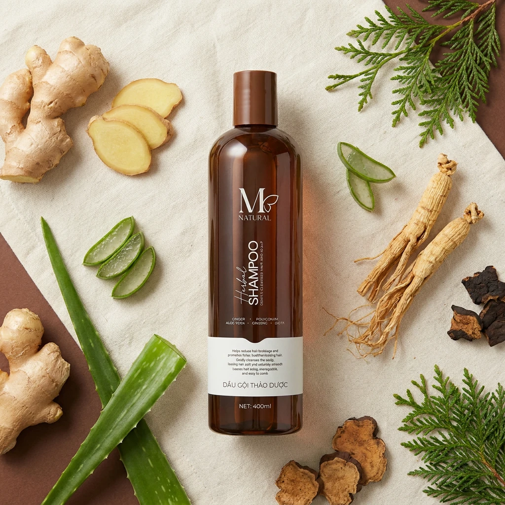M Natural Instagram flatlay dầu gội