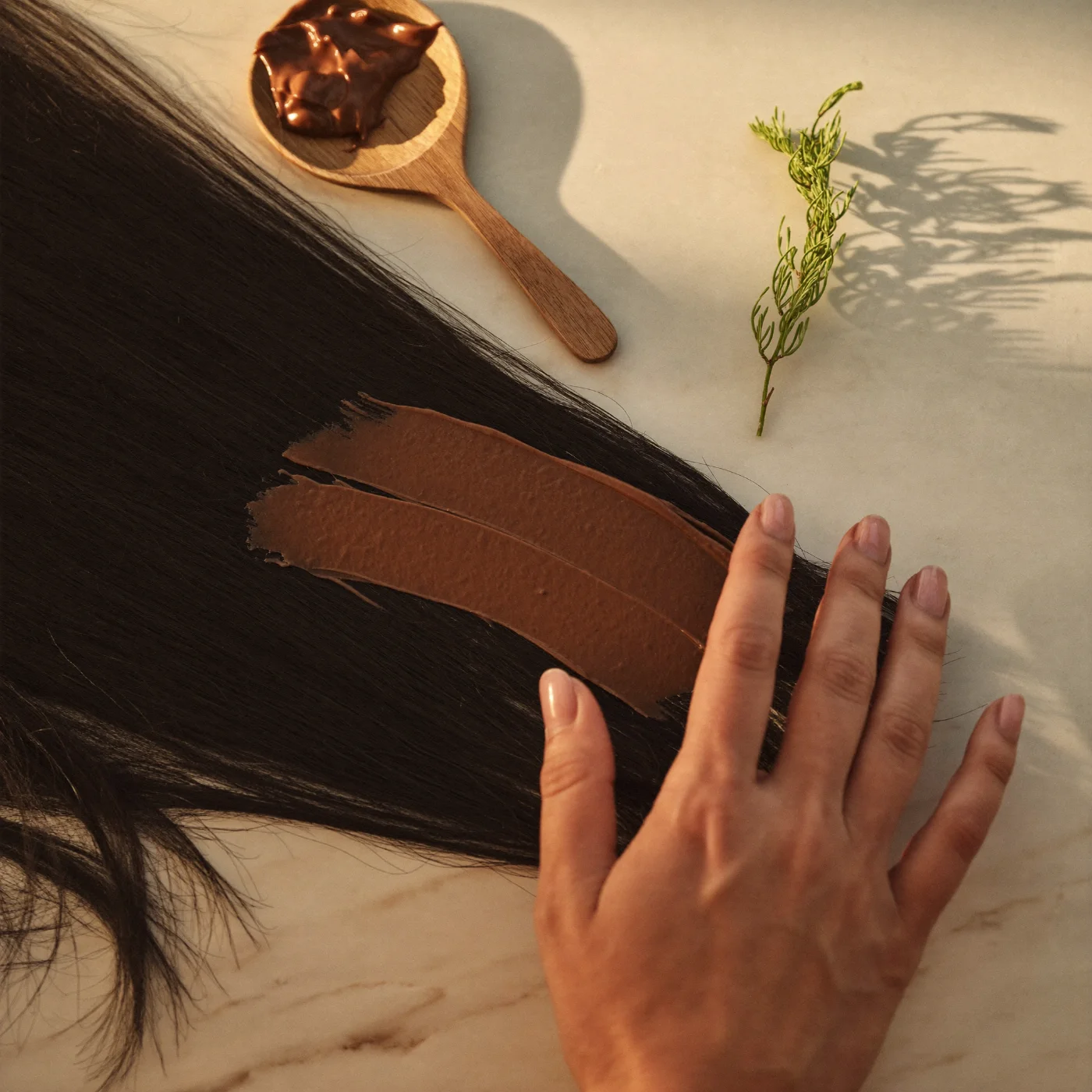 Thoa hấp ủ tóc M Natural lên phần đuôi tóc