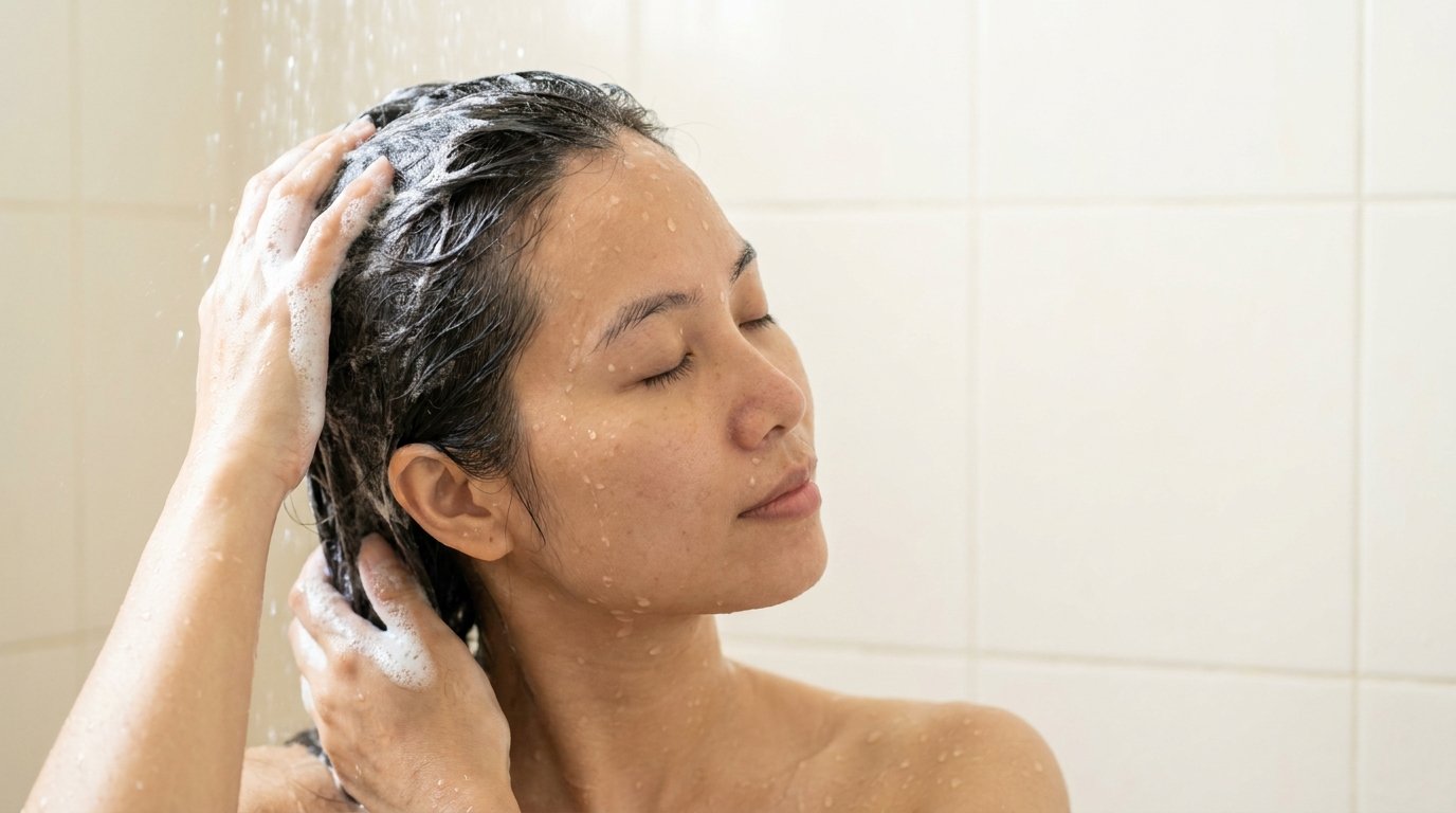 Massage da đầu nhẹ nhàng khi gội để giữ độ pH của tóc ổn định