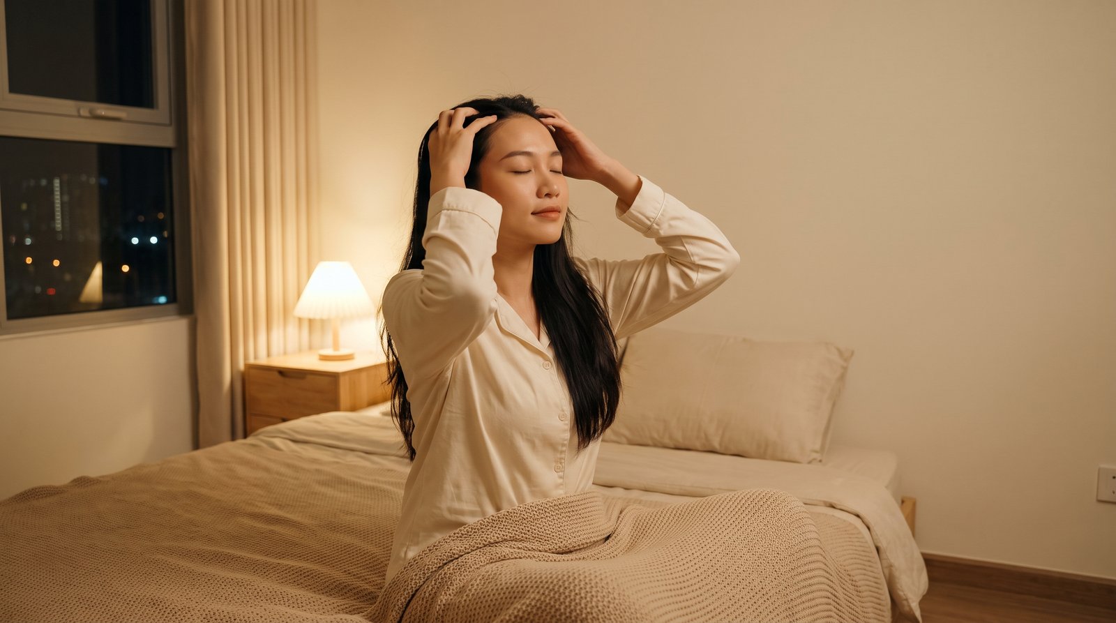 Cô gái Việt massage da đầu 5 phút mỗi tối tại nhà trước khi đi ngủ