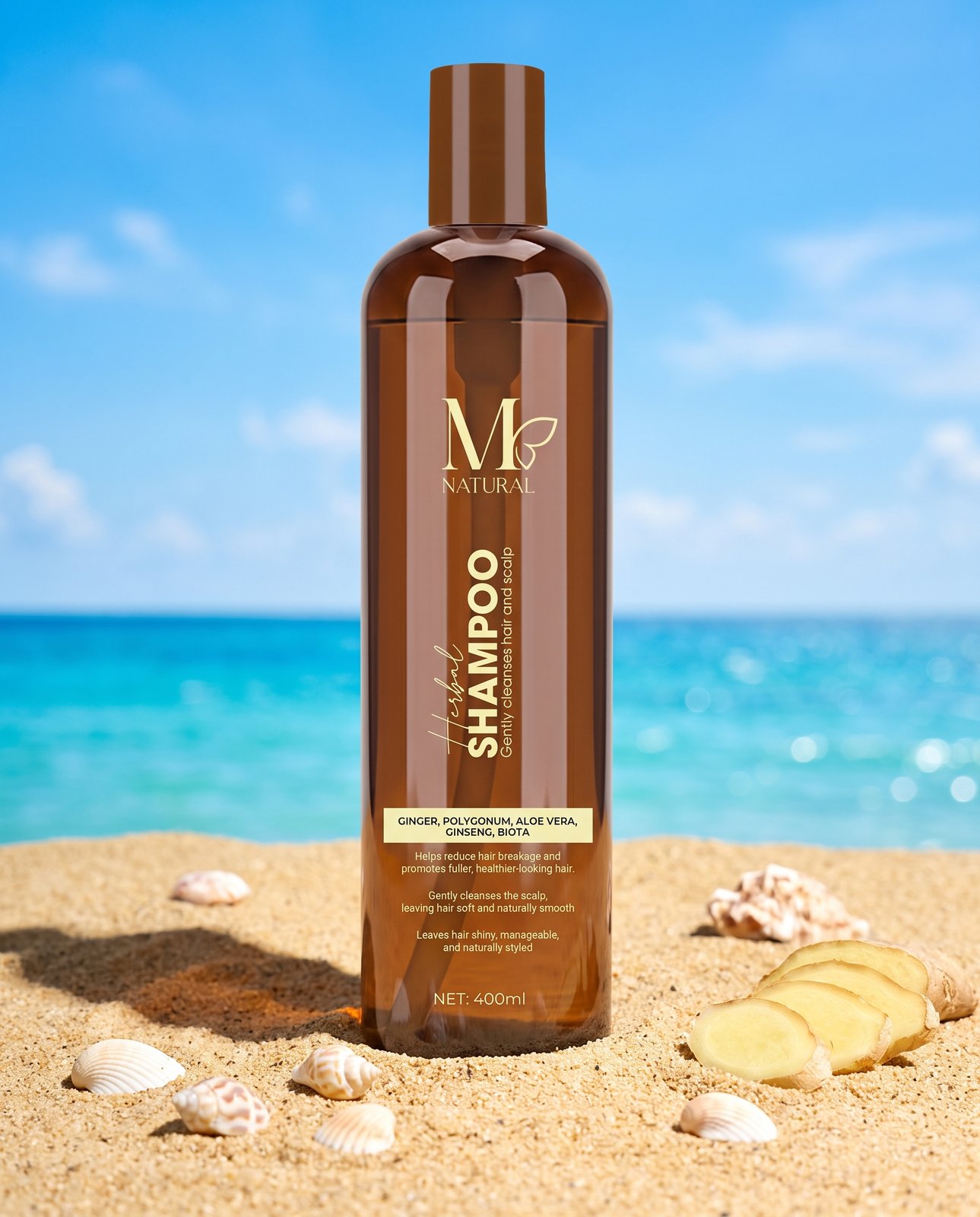 Chai dầu gội thảo dược M Natural 400ml, xem hạn sử dụng và ký hiệu mở nắp trên vỏ