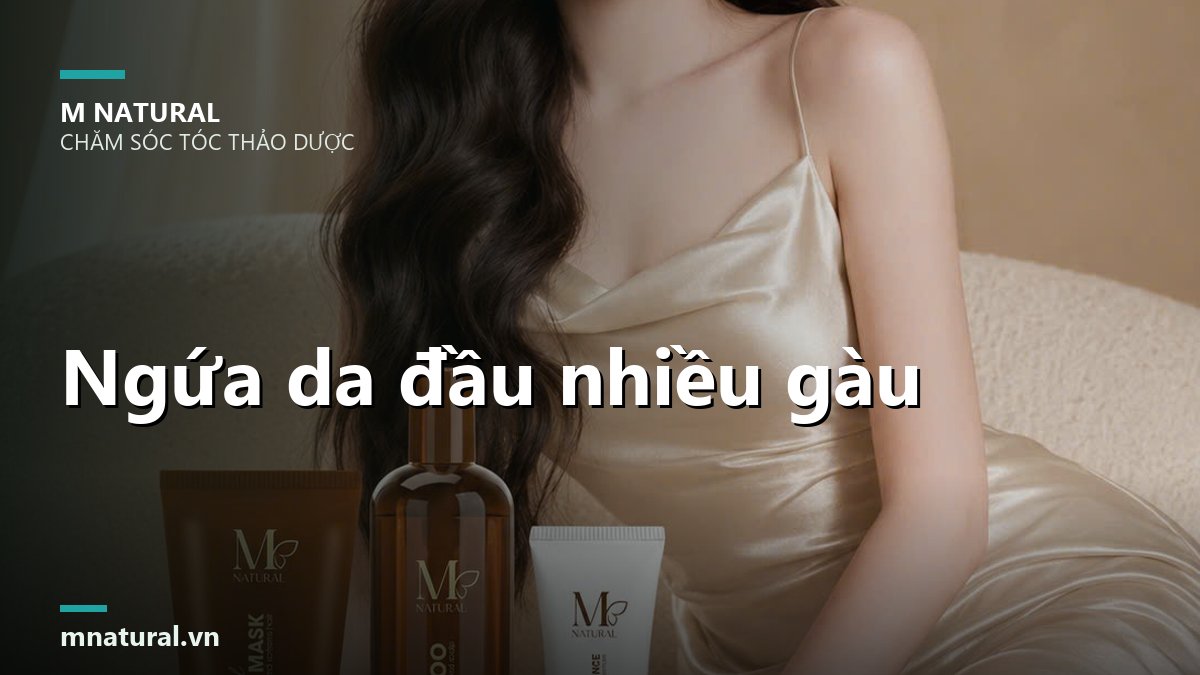 Ảnh bìa bài viết ngứa da đầu nhiều gàu, nền cô gái tóc dài