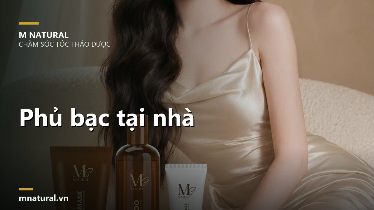 Ảnh bìa bài phủ bạc tại nhà, nền cô gái váy lụa và sản phẩm