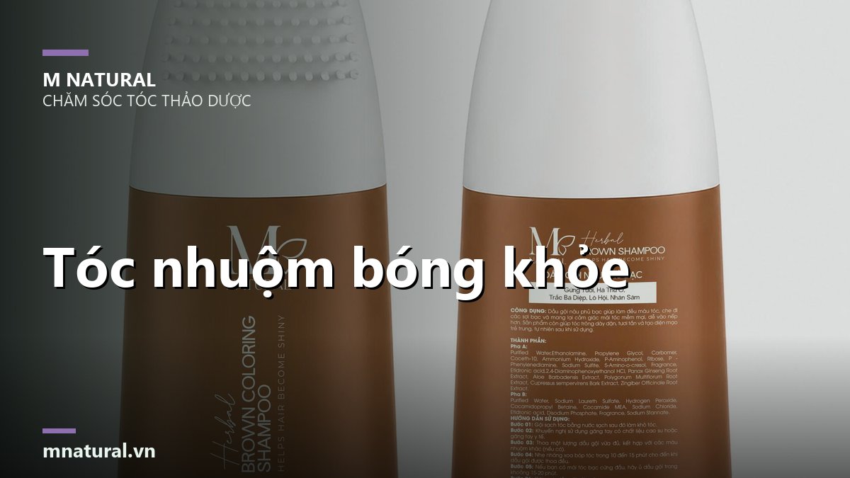 Ảnh bìa bài chăm sóc tóc nhuộm, nền hai chai dầu gội phủ bạc