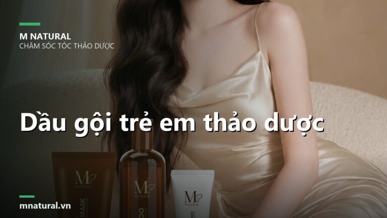 Ảnh bìa bài dầu gội trẻ em thảo dược, nền cô gái và sản phẩm