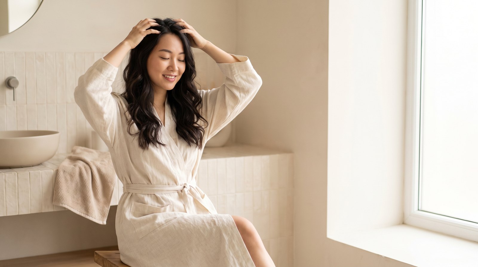 Massage da đầu nhẹ nhàng sau khi gội bằng nước lá trầu không